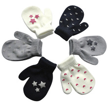 Guantes de invierno cálidos para niños de 1 a 4 años, Pentagrama con corazón de punto, lana de piel, suaves, antimanoplas para rascar B49 2024 - compra barato