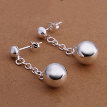 Hot Sale!!Free Shipping jewelry silver plated Earring,Fashion Silver plated  Jewelry Fashion Chain Bead Earrings SMTE279 2024 - buy cheap