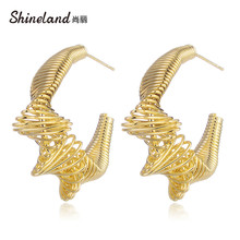 Shineland Vintage trendy  Metal  Irregular Geometric Drop Dangle Earrings Punk Statement Jewelry Women's Valentine Day Gift 2024 - buy cheap