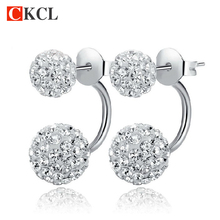 Fashion Jewelry Earrings Silver color full Crystal Double Ball Stud Earrings zircon Stud Earrings 2024 - buy cheap