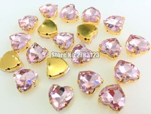 Gold bottom pink heart shape AAA Glass Crystal flat back sew on claw loose rhinbestones ,diy/Clothing accessories SWHJ09 2024 - buy cheap