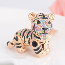 Cristal animal tigre siberiano chaveiro acessórios do carro design criativo chaveiros dos desenhos animados tigre chaveiro saco feminino charme pingente 2024 - compre barato