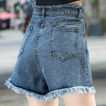 Pantalones cortos Vintage de moda para mujer, vaqueros con agujeros, de cintura alta, Chic, WZ836, para verano 2024 - compra barato