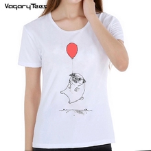 New fashion bulldog-balloon print t-shirt Women T-Shirt Cute Dog design casual Tees Summer Hipster cool Tops 2024 - buy cheap
