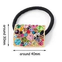 Luxury Sparkly Square Colorful Crystal Hair Elastic Band Rope Rhinestone Ponytail Holder For Women Girls Jewelry Accessories 2024 - buy cheap