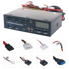 Panel multimedia multifuncional para ordenador, Panel frontal de 5,25 pulgadas con SATA/eSATA, USB 2,0/USB 3,0, micrófono/auriculares, Audio Po 2024 - compra barato