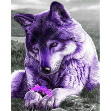 Diy Diamond Painting Purple Wolf Cross Stitch Square Rhinestone Pictures of Crystals Embroidery Patchwork Needlework Crafe YD 2024 - buy cheap