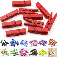 Practical 20pcs Mini Colored Spring Wood Clips Clothes Photo Paper Peg Pin Clothespin Craft Clips Party Decoration 2024 - buy cheap