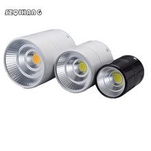 Regulable LED COB luz empotrada montada en la superficie 7W/10W/12W/15W Blanco/Negro vivienda AC85-265V foco de techo decoración del hogar 2024 - compra barato