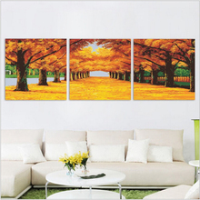 Hand painted canvas Triptych oil paintings vintage home decor wall pictures for living room painting by numbers Golden Road H509 2024 - buy cheap