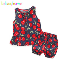 Babzapleume, conjuntos de ropa de verano para recién nacidos, conjunto para niñas, bonita Camiseta de algodón cereza + Pantalones cortos, ropa infantil, traje 2 piezas BC1504 2024 - compra barato