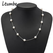 Ltumbe Exquisite Silver Color Simulated Pearl Necklaces & Pendants Big Ball Necklaces for Women Jewelry Accessories Bijuterias 2024 - buy cheap