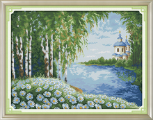 White Birch Trees Scenery Cross-Stitching 11CT Printed 14CT Handmade Cross Stitch Set Cross-stitch Kits Embroidery Needlework 2024 - buy cheap