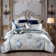 Silver Golden King Queen Bedding set Silk Satin Cotton Luxury Bed set Bed/Flat sheet Bed spread set Pillowcase Duvet cover 2024 - buy cheap