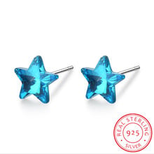 925 Silver Pentagram Star Stud Earrings With Crystals From Swarovski Original Fine Jewelry For Women Girls Christmas Gift 2024 - buy cheap