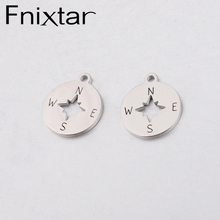 Fnixtar Compass Charm Stainless Steel Mirror Polishe DIY Necklace Bracelet Jewelry Finding  15*17.4mm 20piece/lot 2024 - buy cheap