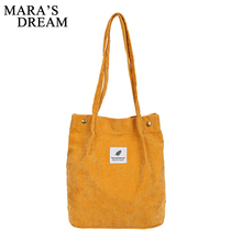 Mara's Dream Solid Corduroy Shoulder Bags Environmental Shopping Bag Tote Package Crossbody Bags Purses Casual Handbag For Women 2024 - buy cheap