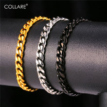 Collare Chain Bracelet Men Stainless Steel Black Gun/Gold Color Bracelet 6MM Wide Link Chain Wholesale Men Bracelet H128 2024 - buy cheap