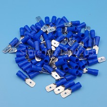 1000Pcs Blue 6.3mm Male MDD2-250 16-14AWG Spade Insulated Quick Disconnects Wire Crimp Terminals 2024 - buy cheap