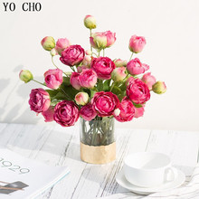 YO CHO 4 Цветочные головки Искусственные цветы пиона белые свадебные украшения для дома Розовый пион искусственный Шелковый цветок розовые пионы подарок 2024 - купить недорого