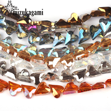 Cuentas de cristal para hacer joyas, 12mm, 10 unids/lote, Agujero inclinado, corazón de amor, cuentas sueltas de cristal oblicuas para accesorios de bricolaje 2024 - compra barato