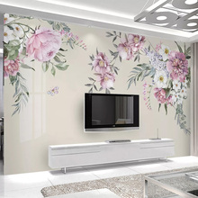 Custom Any Size Mural Wallpaper Modern Hand-painted Watercolor Flowers Photo Wall Murals Living Room TV Self-Adhesive Stickers 2024 - buy cheap