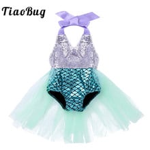 TiaoBug Baby Girls One-piece Shiny Sequined Swimsuit Halter Mermaid Scales Printed Swimwear Toddler Girls Bathing Suit Beachwear 2024 - buy cheap