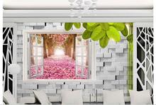 Papel tapiz de foto personalizado papel tapiz 3d Pared de escenario de TV de árbol pared fuera de la ventana decoración de pared de paisaje de jardín de flores 3d 2024 - compra barato