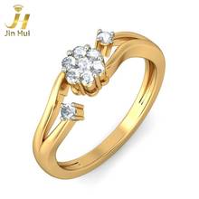 Jinhui Unisex The Caren Ring Solid 18K Yellow 750 Gold 0.224CT Natural Diamond  Jewelry  Free Engraving 2024 - buy cheap