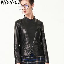 Ayunsua jaqueta de couro legítimo roupa feminina 2020 coreana fit streetwear jaqueta curta de couro de ovelha casaco de motocicleta 226 2024 - compre barato