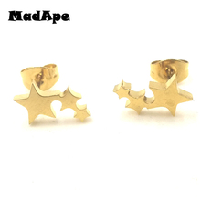 MadApe Women Golden 316L Stainless Steel Cute Stud Earrings For Girls Star Earrings Minimalist Jewelry Wholesale 2024 - buy cheap