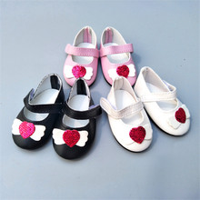 Sapatos de boneca de bebê preto/rosa/branco, estilo coração, lantejoulas, sapatos de couro, encaixa de 43 cm, bonecas de bebê e 18 ", boneca de menina estados unidos 2024 - compre barato
