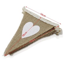 Vintage Heart Jute Burlap Bunting Banner Hessian Flag for Wedding Party Decoration White Lace2.5m AA8007 2024 - buy cheap