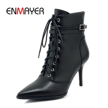 Enmayer-tênis de bico fino com cadarço, básico, sapatos femininos, tamanhos 34-39, zyl1843, 2020 2024 - compre barato