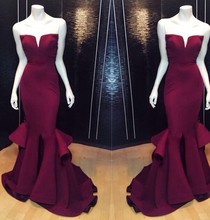 Burgundy Sweetheart Sleeveless Floor Length Mermaid Satin Pleated Evening Dresses Mermaid Party Gowns 2024 - buy cheap