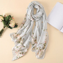 new summer decoration woman fashion scarves flower pattern printing 90cmx180cm long scarf scarves headscarf hot sale girl gift 2024 - buy cheap