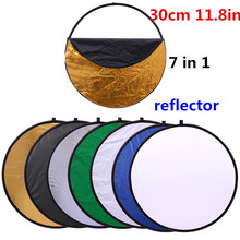 Cy 12 em 30cm 7 em 1 luz dobrável portátil redonda fotografia refletor para estúdio multi disco fotográfico acessórios 2024 - compre barato