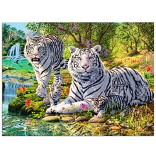 Animal 5d quadrado bordado diamante branco tigre strass parede vara de padrão pintura de diamante ponto de cruz decoração de casa 2024 - compre barato