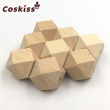100pcs Unfinished  Wood Hex/Geometric Beads Wood Octagonal Baby Chew Beads Safe Jewelry For DIY Wooden Baby Teething Necklace 2024 - buy cheap