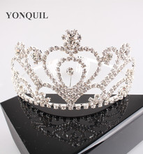 White Gorgeous Sparkling Wedding Diamante Pageant Tiaras Queen Hairband Crystal Bridal Crowns Hair Jewelry 3pcs/lot MYQC017 2024 - buy cheap