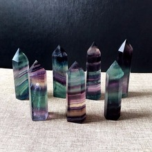 4.5-6.5CM Natural Fluorite Crystal Striped Fluorite Quartz Crystal Wand Healing Hexagonal Point Treatment Stone 1pc 2024 - buy cheap