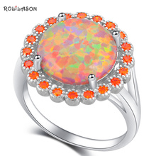 ROLILASON Pretty Gifts for Women Orange Fire Opal silver plated Orange Zircon Fashion Jewelry Ring USA size #6#7#8#9#10 OR866 2024 - buy cheap