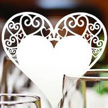 FunPa 50Pcs/Set Laser-Cut Notes Loving Heart Pattern Hollow Out Wedding Table Glass Name Card For Cafe Party Banquet 2024 - buy cheap