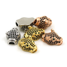 black CZ leopard curved tube micro pave bead/cubic Zircon CZ space beads for men bracelet 2024 - buy cheap