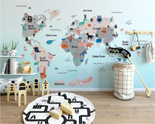 beibehang Custom wallpaper 3D mural photo hand-painted cartoon world animal map children's room mural background wall painting 2024 - buy cheap