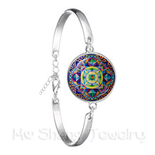 Pulsera hecha a mano Om Yaga Symbo, brazalete de budismo con diseño de Mandala, cúpula de cristal, figura geométrica sagrada, combinación de cadena 2024 - compra barato