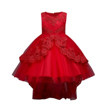 Pageant crianças para meninas vestido de princesa laço flor impressão menina vestido robe desempenho roupas festa vestir com bowknot 2024 - compre barato