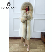 FURSARCAR 2021 Fashion New Real Mink Fur Coat Women With Fox Fur Collar And Cuff Luxury Winter Natural Genuine Mink Fur Coat 2024 - buy cheap