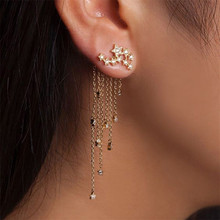 2019 New hot sale sparkling stars tassel earrings fashion ladies back hanging exquisite earrings jewelry wholesale 2024 - buy cheap