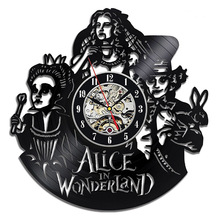 Cartoon Alice in Wonderland Vinyl Record Wall Clock Creative CD Record Clock Antique Hollow Hanging LED Clock Classic Home Decor 2024 - buy cheap